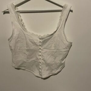 White Fox Boutique lace trim Top‎ size large